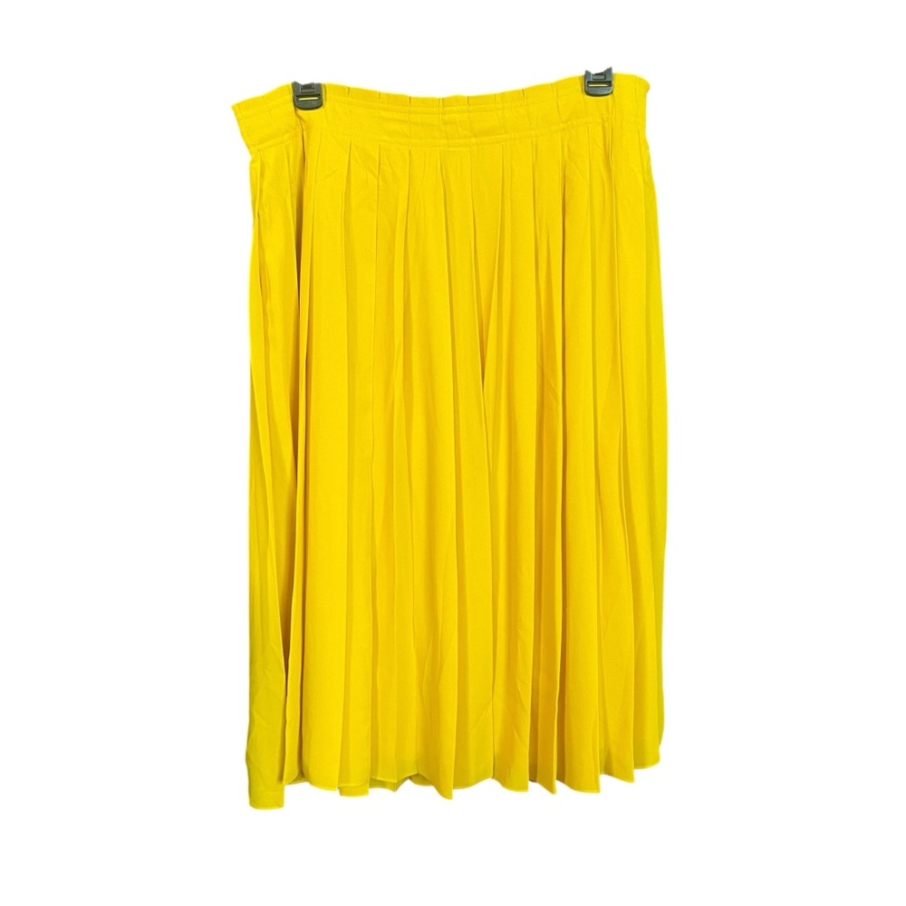 J. Crew Bright Yellow Pleated Full A-Line Midi Skirt Size 12 EUC
